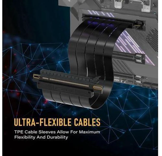 Alt view image 6 of 7 - 30cm (11.8in) Straight PCIe Gen4 x16 GPU Riser Cable, High-Speed Flexible PCI Express 4.0 Graphics Card Extension Cord