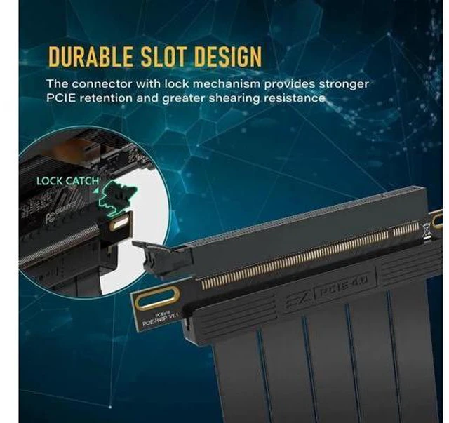 Alt view image 7 of 7 - 30cm (11.8in) Straight PCIe Gen4 x16 GPU Riser Cable, High-Speed Flexible PCI Express 4.0 Graphics Card Extension Cord