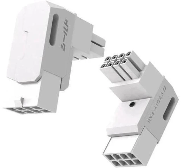 Main image of 2 Pack Shield Series 90 Degree 8 Pin PCIe GPU Power Adapter, Aluminum Shell Angled 8Pin PCI-E Power Connector White for Desktop Graphics Card Cable Management