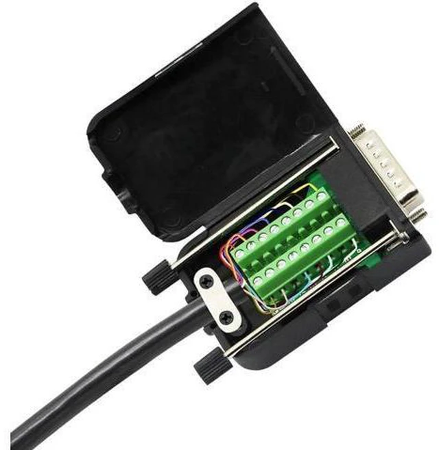Alt view image 6 of 7 - Black DB15 Male Solderless Breakout Terminal Board with Plastic Shell & Long Mounting Screws, 15Pin D-SUB Serial Signal Screw Terminal Adapter PCB Module (MB Male Version)