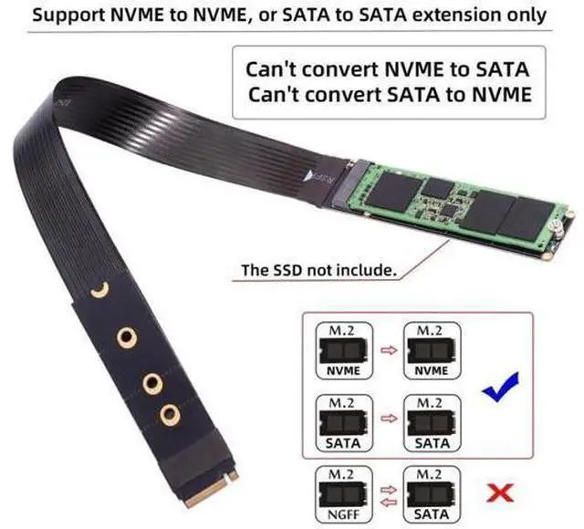 Alt view image 2 of 7 - 30cm PCIe 3.0/4.0 M.2 NVMe Flex Extension Cable, Fits 2230/2242/2260/2280 SSD