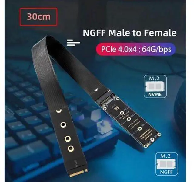 Alt view image 4 of 7 - 30cm PCIe 3.0/4.0 M.2 NVMe Flex Extension Cable, Fits 2230/2242/2260/2280 SSD