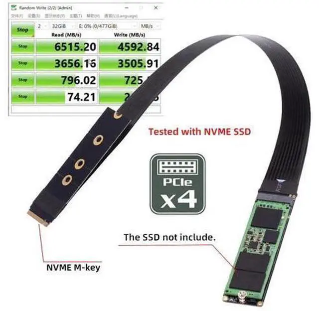 Alt view image 5 of 7 - 30cm PCIe 3.0/4.0 M.2 NVMe Flex Extension Cable, Fits 2230/2242/2260/2280 SSD