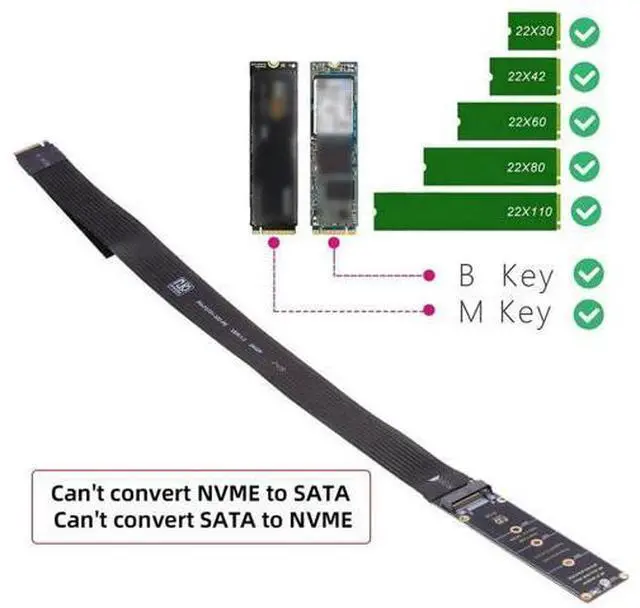 Alt view image 7 of 7 - 30cm PCIe 3.0/4.0 M.2 NVMe Flex Extension Cable, Fits 2230/2242/2260/2280 SSD