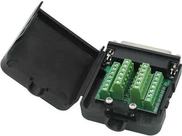 Alt view image 6 of 7 - DB25 Male Solder-Free Breakout Board Terminal Connector Signal Module with Housing Long Bolts Nuts