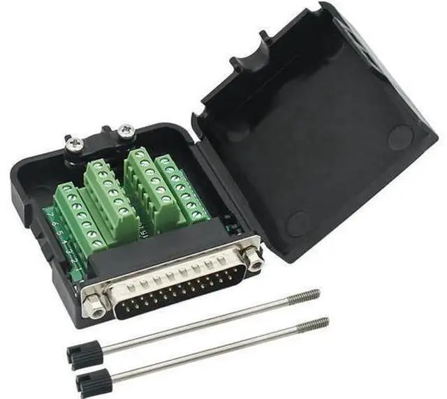 Alt view image 5 of 7 - DB25 Male Solder-Free Breakout Board Terminal Connector Signal Module with Housing Long Bolts Nuts