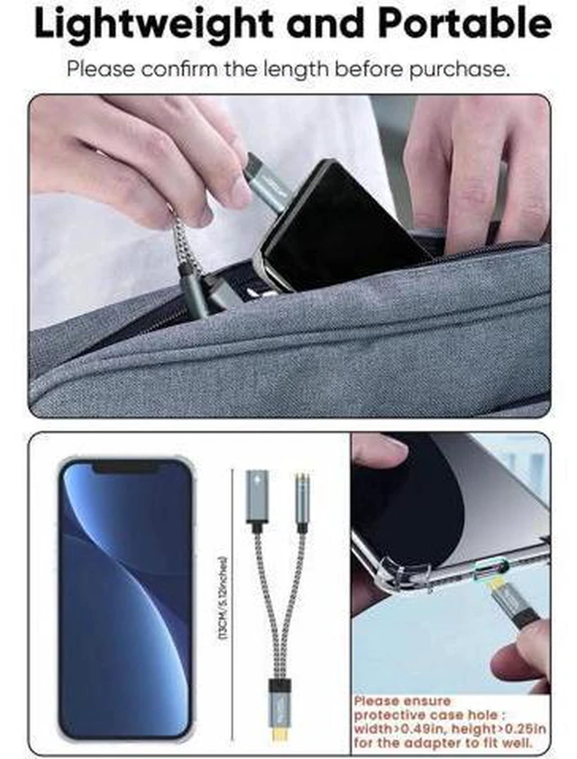 Alt view image 7 of 7 - USB C to 3.5mm Audio & Charging Adapter, PD 100W Fast Charging Type C Aux Headphone Splitter for iPhone 15/16, Galaxy S24 S23 S22 Ultra, iPad Pro Air, Pixel 9 8