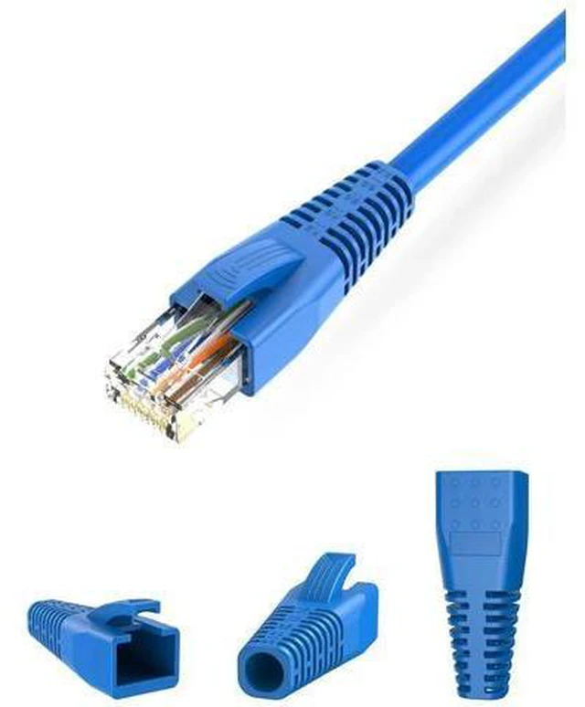 Alt view image 2 of 7 - 50 Pack Blue RJ45 Strain Relief Boots, Cable Connector Covers Fit CAT5/CAT5E/CAT6/CAT6A LAN Cables, Flexible Protective Sleeves for Multiple Wire Diameters