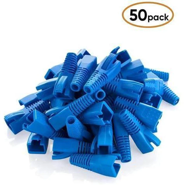 Alt view image 5 of 7 - 50 Pack Blue RJ45 Strain Relief Boots, Cable Connector Covers Fit CAT5/CAT5E/CAT6/CAT6A LAN Cables, Flexible Protective Sleeves for Multiple Wire Diameters