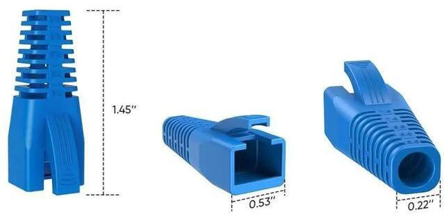 Alt view image 6 of 7 - 50 Pack Blue RJ45 Strain Relief Boots, Cable Connector Covers Fit CAT5/CAT5E/CAT6/CAT6A LAN Cables, Flexible Protective Sleeves for Multiple Wire Diameters