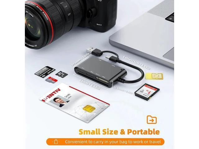 Alt view image 2 of 7 - 6 in 2 Multi Memory Card Reader USB CAC Card Reader with SDHC/SDXC/SD Card Reader & Micro SD Card Adapter Smart Card Reader for SIM MS M2 MMC RS & 4.0 for Windows Linux Mac OS