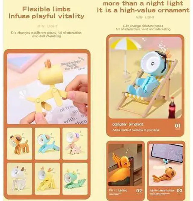 Alt view image 7 of 7 - 4pcs Led Night Lights Puppy Dog Night Lamp Portable Desk Lamp
