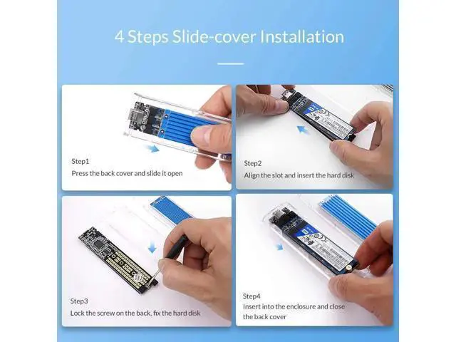 Alt view image 7 of 7 - Highwings M.2 SSD Enclosure for M.2 NVMe SSD,M.2 NVME to USB3.1 Type-C GEN2 10GBPS Enclosure M.2 NVME SSD Adapter M Key Portable Enclosure for Intel 660p/Samsung 970 EVO/Samsung970 Pro NVME SSD-Blue
