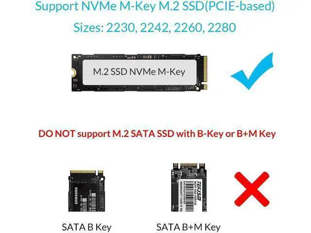Alt view image 6 of 7 - Highwings M.2 SSD Enclosure for M.2 NVMe SSD,M.2 NVME to USB3.1 Type-C GEN2 10GBPS Enclosure M.2 NVME SSD Adapter M Key Portable Enclosure for Intel 660p/Samsung 970 EVO/Samsung970 Pro NVME SSD-Blue
