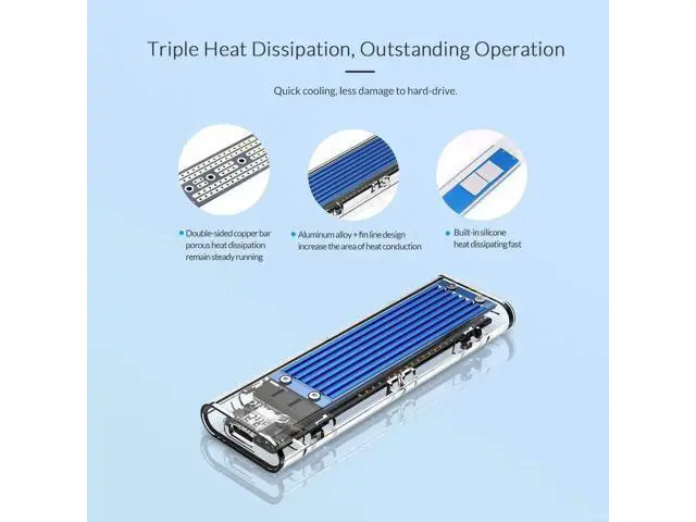 Alt view image 5 of 7 - Highwings M.2 SSD Enclosure for M.2 NVMe SSD,M.2 NVME to USB3.1 Type-C GEN2 10GBPS Enclosure M.2 NVME SSD Adapter M Key Portable Enclosure for Intel 660p/Samsung 970 EVO/Samsung970 Pro NVME SSD-Blue