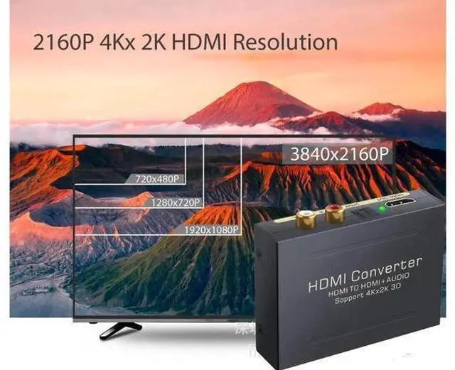 Alt view image 2 of 7 - HDMI Audio Extractor Splitter HDMI to HDMI + Optical + RCA L/R Stereo Audio Out Support 4K@30Hz 1080P Full HD 3D