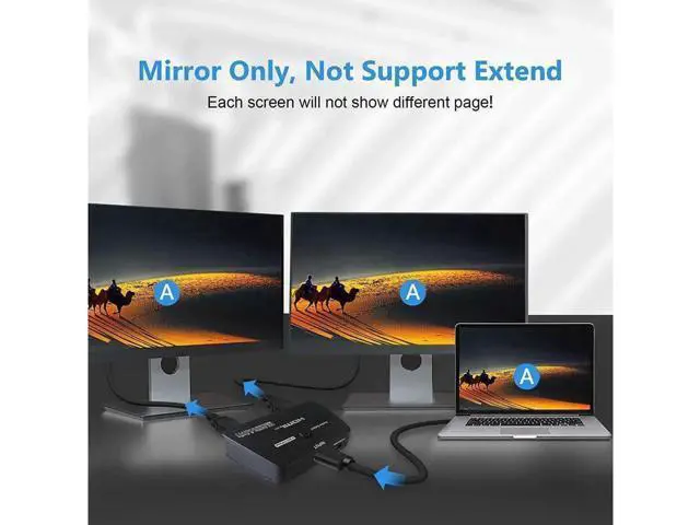 Alt view image 5 of 7 - HDMI Splitter 1 in 2 Out, HDMI Splitter 1x2 Power 4K HDMI Splitter with 3.5mm & SPDIF audio out, 4K@60Hz Dual Monitors Duplicate/Mirror for PS4 Fire Stick HDTV