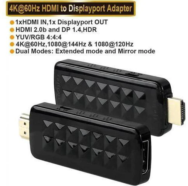 Main image of HDMI to DisplayPort (DP) Adapter 4K@60Hz Gold Plated HDMI v2.0 to DP 1.4V Adapter (Male to Female), Uni-Directional HDMI to Display Port Adapter (OZHD2)