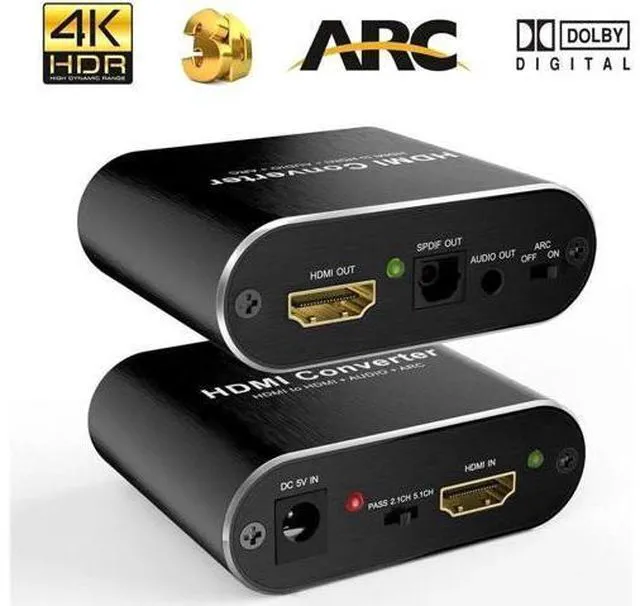Main image of HDMI Audio Extractor Splitter 4K@60Hz hdmi to hdmi SPDIF 3.5mm Audio Adapter Converter Output Support 5.1 ARC, 18Gbps, HDCP 2.2, 1080P@120Hz, 1080P@144Hz 3D Compatable for PS4 Fire Stick