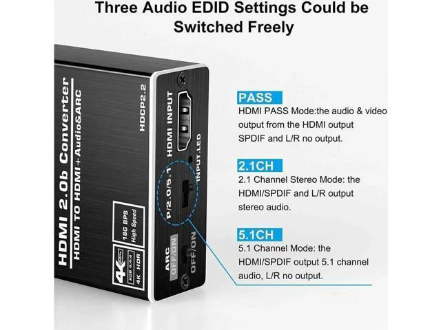 Alt view image 6 of 7 - Aluminum Shell HDMI Audio Extractor Splitter 4K@60Hz hdmi to hdmi SPDIF 3.5mm Audio Adapter Converter Output Support 18Gbps, HDCP 2.2 1080P@120Hz 1080P@144Hz 3D Compatable for PS4 Fire