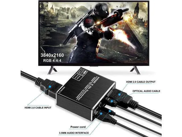 Alt view image 4 of 7 - Aluminum Shell 4K 60Hz HDMI 2.0 Audio Extractor Splitter for PS5 Xbox Series X 4K HDMI Audio converter HDMI + optical toslink SPDIF+3.5mm audio output,OZV8-1