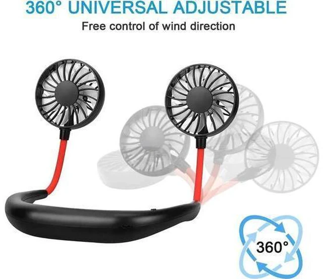 Alt view image 2 of 7 - Neck Fan Portable Personal Hand Mini Lazy person USB Neck Fan 360 Degree Rotation Cooling Handheld Wearable Suitable Fan White
