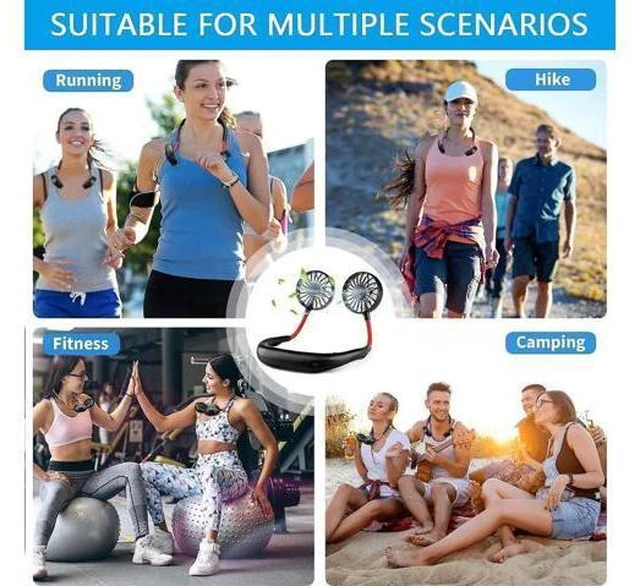 Alt view image 5 of 7 - Neck Fan Portable Personal Hand Mini Lazy person USB Neck Fan 360 Degree Rotation Cooling Handheld Wearable Suitable Fan White