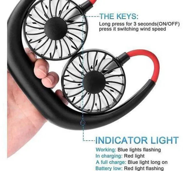 Alt view image 3 of 7 - Neck Fan Portable Personal Hand Mini Lazy person USB Neck Fan 360 Degree Rotation Cooling Handheld Wearable Suitable Fan White