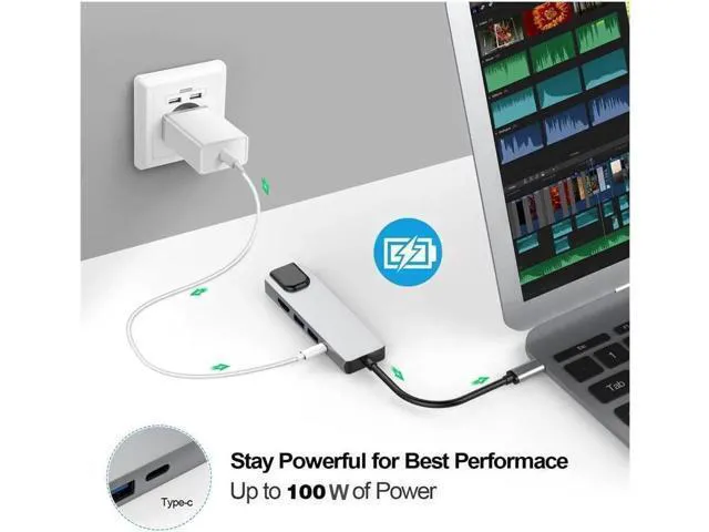 Alt view image 5 of 7 - USB C Hub, 8 In 1 USB C to HDMI Adapter with 1000M Ethernet, Power Delivery Type C Charging Port, SD&TF Reader, 3 USB 3.0 Ports Adapter Compatible for MacBook Pro, Chromebook, XPS