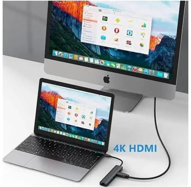 Alt view image 4 of 7 - Type C Hub Multiport Adapter 6-in-1 USB Dongle for MacBook Pro Air, Gigabit Ethernet with 4K HDMI, 3*USB3.0,, 100W PD, Gigabit Ethernet Compatible for Windows/Mac/iPad