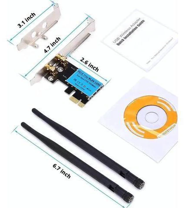 Alt view image 5 of 7 - Wireless Adapter PCI-E Network Card Dual-Band 2.4G/5.8G Desktop Computer Built-in Wifi Adapter AC1200M,PCI-E Wifi Card with 1200Mbps Transmission Rate Network Card for Windows 10/Windows 8/Windows 7