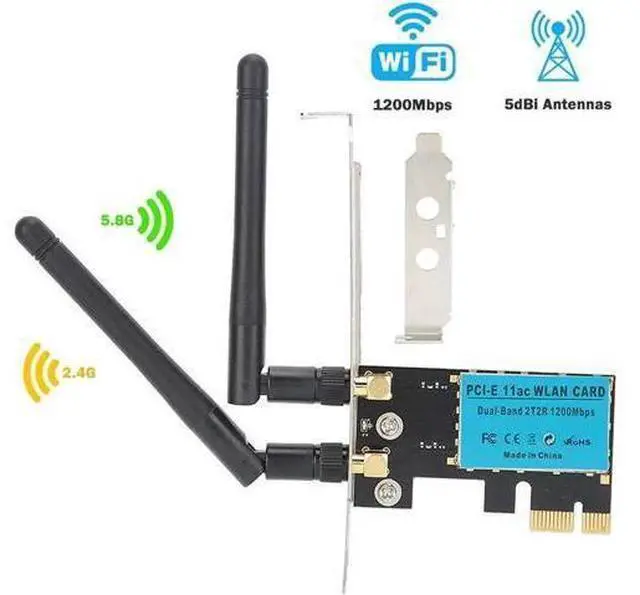 Alt view image 6 of 7 - Wireless Adapter PCI-E Network Card Dual-Band 2.4G/5.8G Desktop Computer Built-in Wifi Adapter AC1200M,PCI-E Wifi Card with 1200Mbps Transmission Rate Network Card for Windows 10/Windows 8/Windows 7