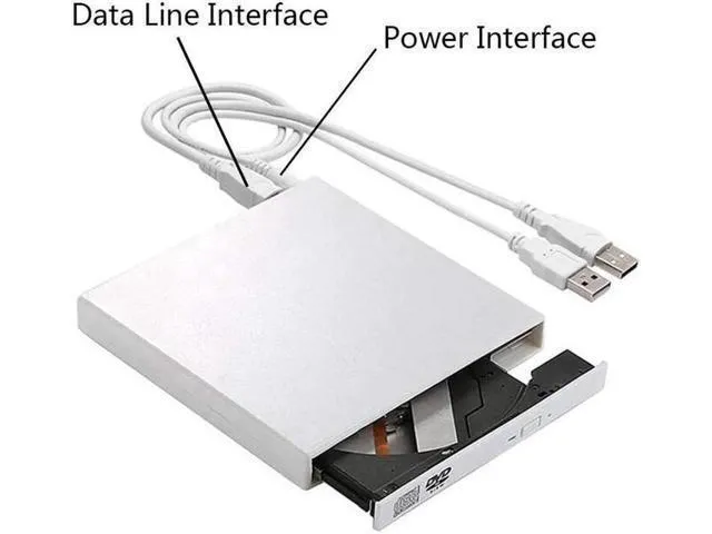 Alt view image 2 of 7 - External CD Drive USB 2.0 Portable CD DVD +/-R Drive CD Rewriter Burner Writer Compatible with Laptop Desktop PC Windows (KBDVD001, White)