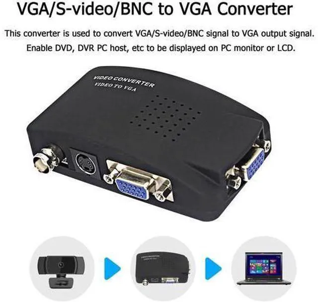 Alt view image 2 of 7 - BNC to VGA Video Converter, S-Video Input to VGA Output, Supports PAL/NTSC, Easy to Install and Operate