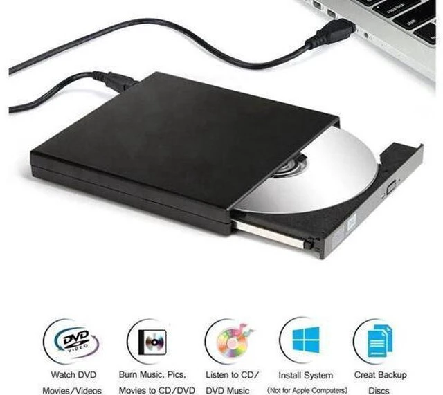 Alt view image 2 of 7 - External CD Drive, USB 2.0 External DVD Drive CD/DVD-RW Drive, DVD/CD ROM Rewriter Burner Writer High Speed Data Transfer for Laptop Desktops Windows2000/XP/Vista/Windows7/8 MacOS Black
