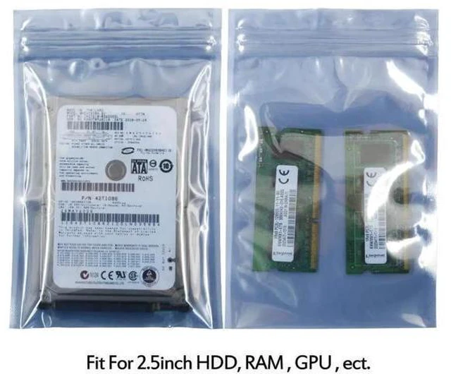 Alt view image 3 of 7 - 100 Pcs Antistatic Bag (10x15cm/ 4 X 6 inches) Resealable for 2.5 Inch SSD HDD and Electronic Device Anti Static Bag New