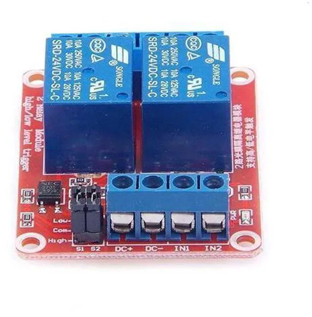 Alt view image 4 of 7 - 2pcs DC 24V 2 Channel Relay Module with Isolated Optocoupler High and Low Level H/L Level Trigger Module Triggered by DC 24V