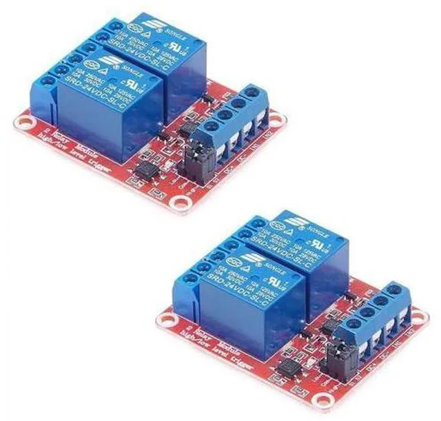 Main image of 2pcs DC 24V 2 Channel Relay Module with Isolated Optocoupler High and Low Level H/L Level Trigger Module Triggered by DC 24V