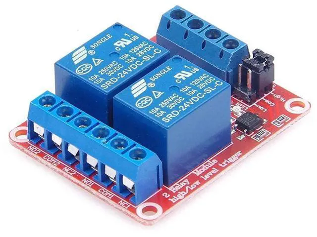 Alt view image 2 of 7 - 2pcs DC 24V 2 Channel Relay Module with Isolated Optocoupler High and Low Level H/L Level Trigger Module Triggered by DC 24V