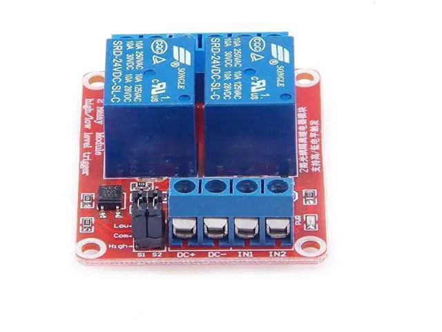 Alt view image 4 of 7 - 2pcs DC 24V 2 Channel Relay Module with Isolated Optocoupler High and Low Level H/L Level Trigger Module Triggered by DC 24V