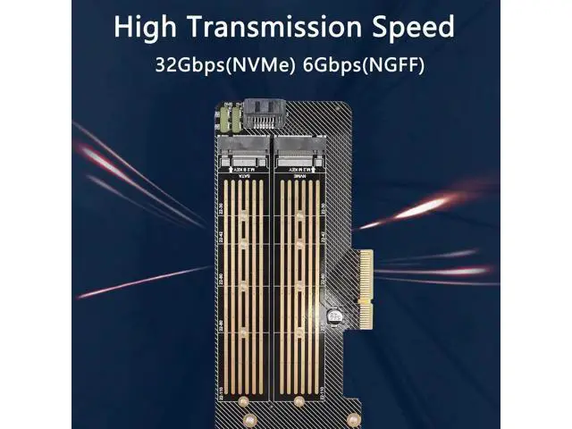 Alt view image 3 of 7 - M.2 NVMe SSD to PCIe Adapter Card,M.2 NVME(M-Key) +SATA (B-Key) SSD PCIe 3.0 x4 x8 x16 Controller Expansion Card for 2230 2242 2260 2280 22110 Size M.2 SSD