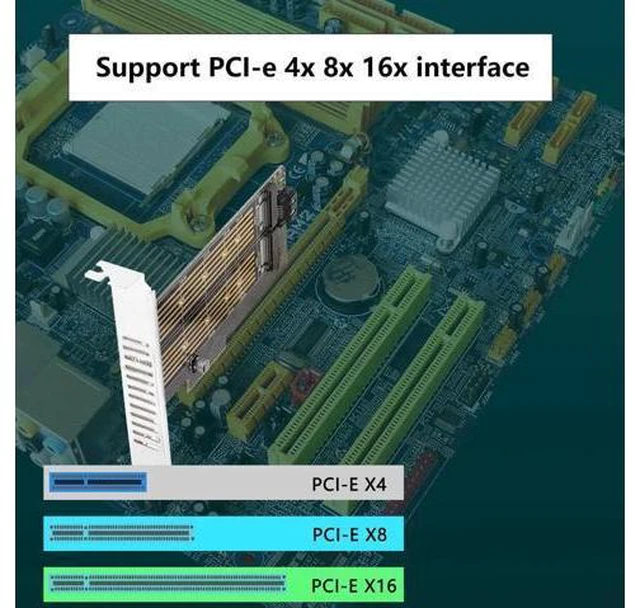 Alt view image 5 of 7 - M.2 NVMe SSD to PCIe Adapter Card,M.2 NVME(M-Key) +SATA (B-Key) SSD PCIe 3.0 x4 x8 x16 Controller Expansion Card for 2230 2242 2260 2280 22110 Size M.2 SSD