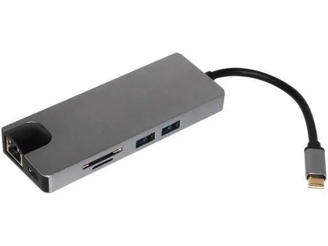 Alt view image 2 of 7 - Updated Version USB C Hub, 8 in 1 USB C Adapter with Ethernet RJ45, 4K USB C to HDMI, VGA, 2*USB3.0, SD/TF Card Reader,PD Charge Port for MacBook/MacBook Pro