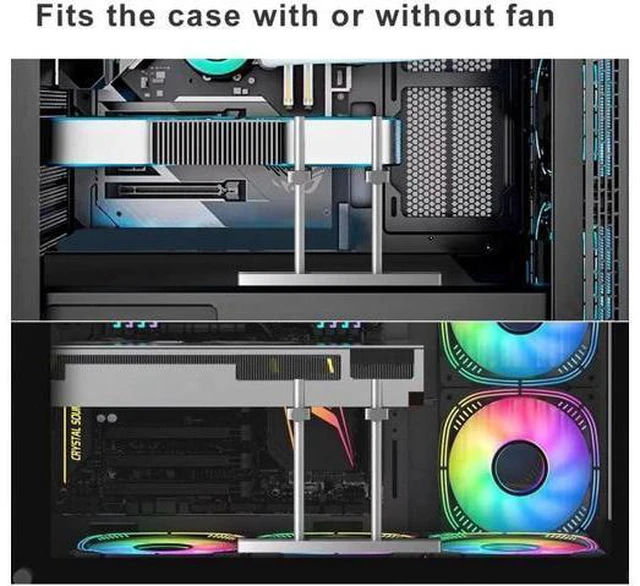 Alt view image 4 of 7 - Graphics Card GPU Support Bracket: Adjustable Aluminum GPU Sag Bracket Video Card GPU Stand Holder Graphics Card Support with Dual Stand (Silver 128mm)