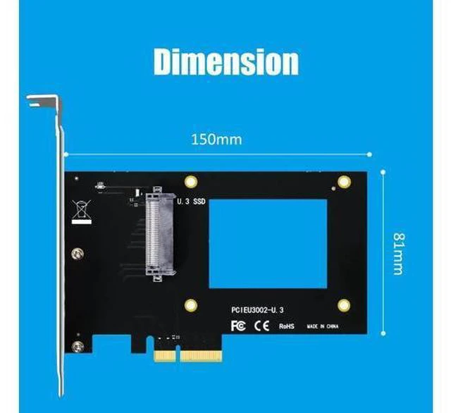 Alt view image 3 of 7 - PU13 U.3 to PCIe 4.0 X4 Adapter for 2.5 Inch U.3 SSD, PCIe 4.0 X4 Full Speed