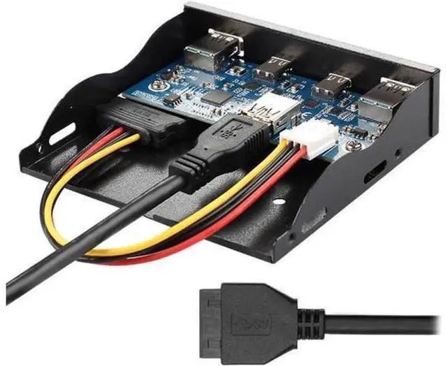 Alt view image 3 of 3 - Type-C USB3.0 Dual Ports & USB3.0 Type-A Dual Port HUB Front Panel to Motherboard 20Pin Connector Cable Cord for 3.5" Floppy Bay