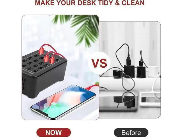 Alt view image 3 of 7 - Multiple Chargers USB Charging Station, 20-Port 100W 20A Desktop USB Charging Station for Hotels, Schools, Shops, Shopping malls and Travel - Black