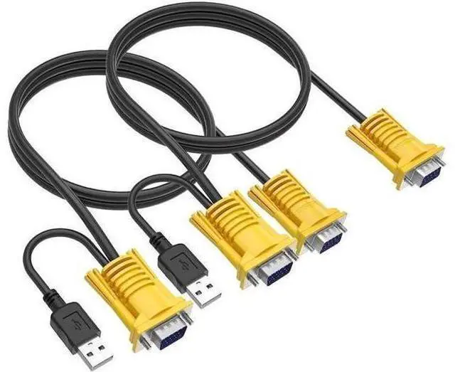 Main image of VGA KVM Cable 5ft, USB VGA 2in1 KVM Cable for VGA KVM Switch (2pack, 1.5m)