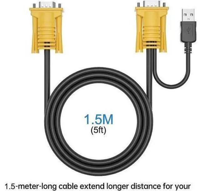 Alt view image 4 of 7 - VGA KVM Cable 5ft, USB VGA 2in1 KVM Cable for VGA KVM Switch (2pack, 1.5m)