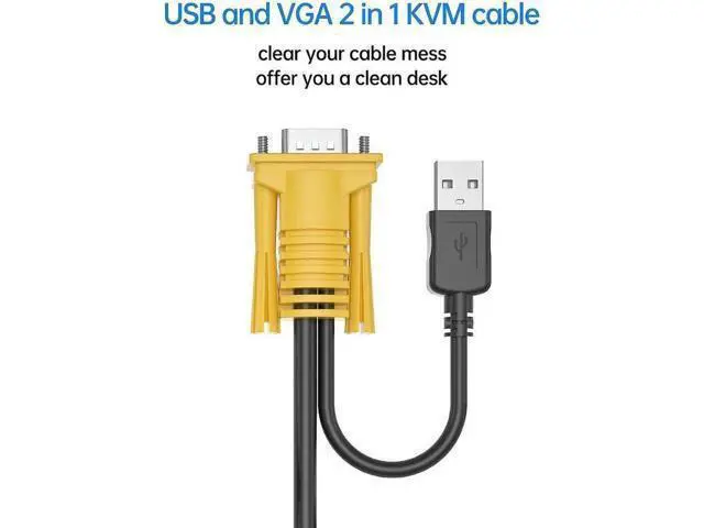Alt view image 6 of 7 - VGA KVM Cable 5ft, USB VGA 2in1 KVM Cable for VGA KVM Switch (2pack, 1.5m)